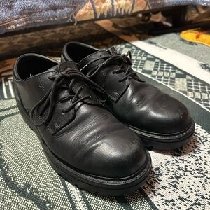 Black Leather Timberland Shoes with Closed Lacing